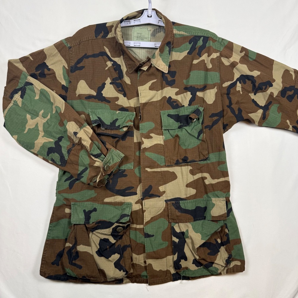 Genuine Vintage Woodland Camo Combat Coat Selma Medium Regular 8415-01-184-1330